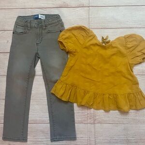 Old Navy Outfit Smocked Top/Skinny Jeans Light Black 4T